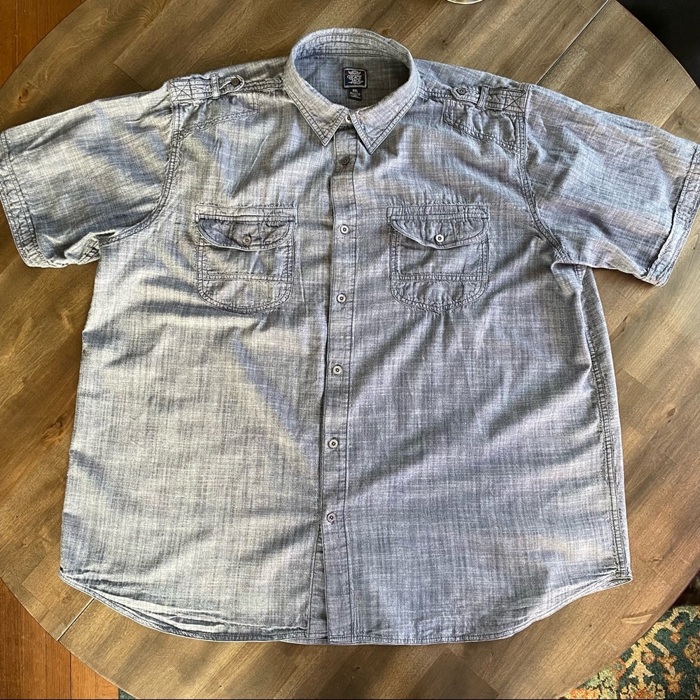 BLACK JACK Blue-Gray Textured Button Up